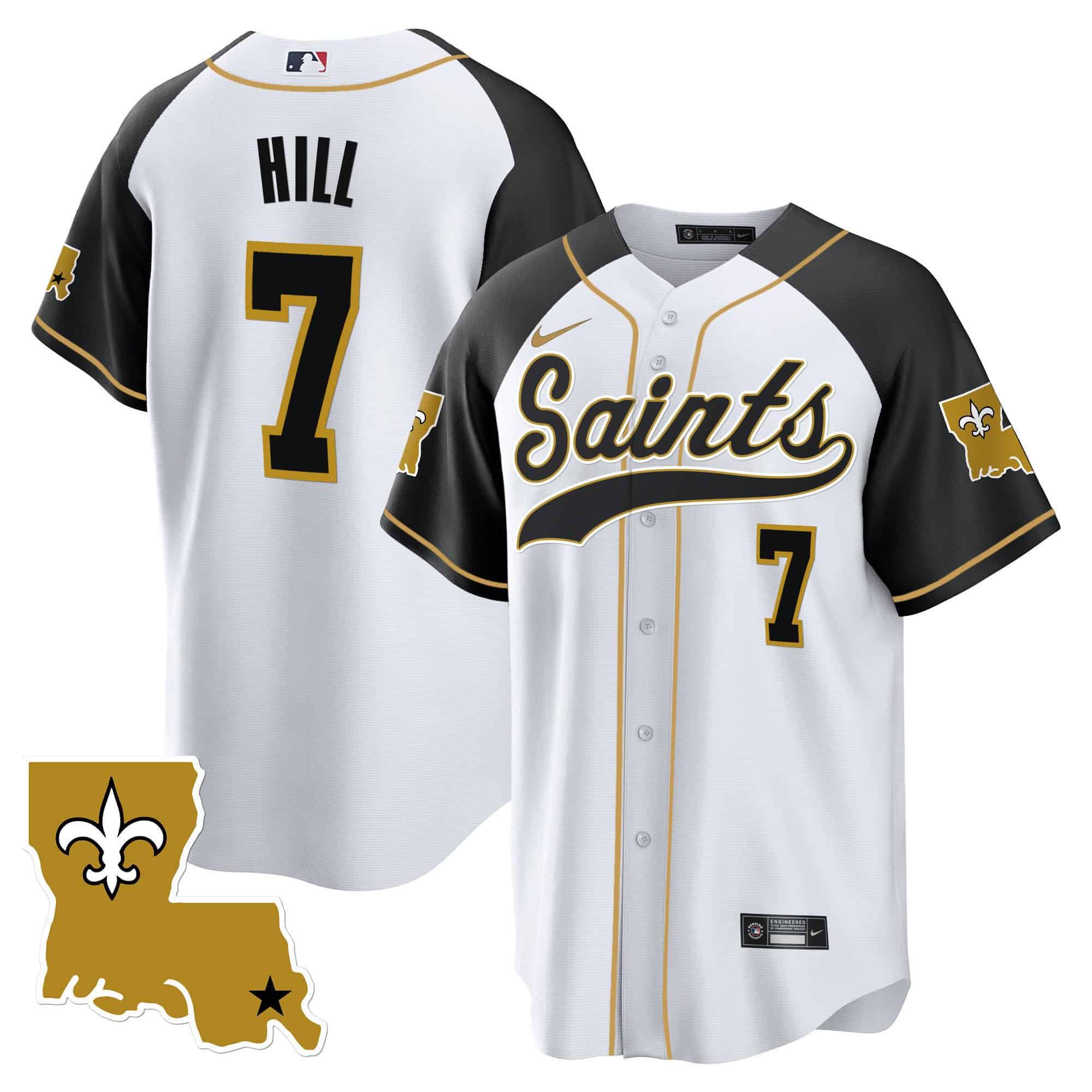 Men New Orleans Saints #7 Hill White 2024 Nike 1987 Legacy Cool Base NFL Jersey style 1